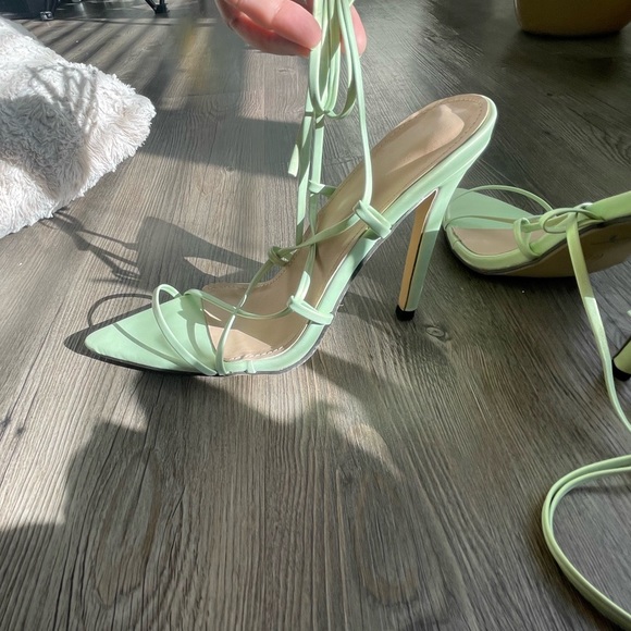 Strappy Mint Green Heels - Picture 9 of 13